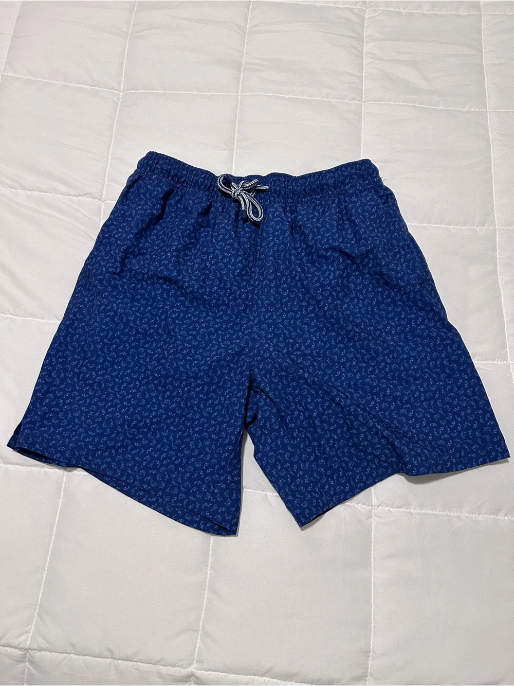 Peter Millar Navy Patterned Swim Trunks